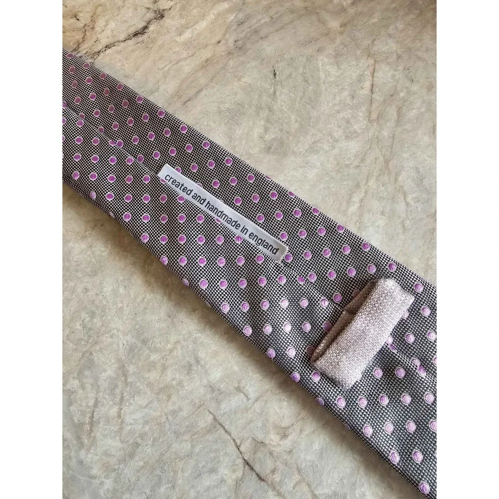 Penrose London Silk Tie‎ England Purple Dot Geometric
